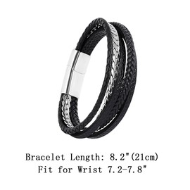 JAZTAKU Mens Black Leather Bracelet 8" Cuff Bangle To My Man Infinity Leather Bracelet with Stainless Steel Clasp