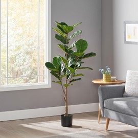 Benicabaly Add Greenery to Your Home with 150CM Artificial Fiddle Leaf Fig Tree, Pre-Potted, Flexible Iron Frame for Easy Styling, Green