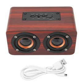 Retro Bluetooth Speaker Built in Mic Portable Wireless Speaker Supports Memory Card USB AUX MP3Red Wood Grain