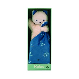 Kaloo - Carré Douceur - Night Owl Bear Comforter - Square: 7.1" x 7.1" / 18 x 18 cm - Babies’ Soft Toy - Ultra-Soft Materials - Gift Box - K972004