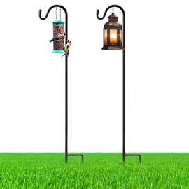 Yetene 2 Pcs Adjustable Shepherds Hook for Outdoor Metal Rust Resistant Steel Shepard Hooks for Bird Stand Feeder Pole, Weddings Decor, Garden Plant Basket, Outside Hanging Solar Lights (60inch)