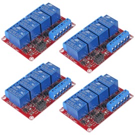 DWEII 4pack 4 Channel 5V Relay Module with Optocoupler High or Low Level Trigger Expansion red Board for Raspberry Pi Arduino