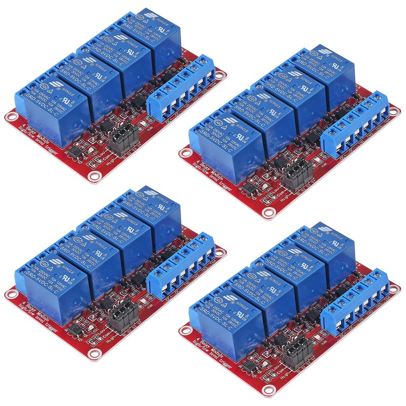 DWEII 4pack 4 Channel 5V Relay Module with Optocoupler High