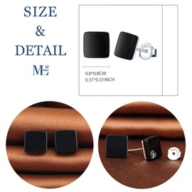 MicLee Women's Stud Earrings 925 Sterling Silver Simple Black Onyx Geometric Pattern Earrings with Gift Bag Super Christmas Gift, Silver