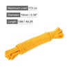 MECCANIXITY Polypropylene Rope Braid Cord 15M/49.2ft 3/8" Yellow for Indoor