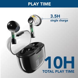 cellularline | FINE Transparent | TWS Wireless In-Ear Capsule Bluetooth Earphones with Charging Box - 3.5 Hours Playtime - 4 Times Charging - Touch Control and Automatic Pairing