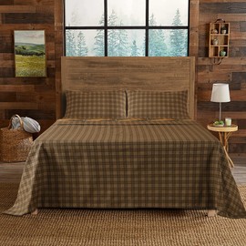 Blue Ridge Home Fashions Birch Twin Sheet Set, Printed 3-Piece Bed Sheet,Polycotton Fabric,1 Flat Sheet,1 Fitted Sheet & 1 Standard Pillowcases (Twin) Brown