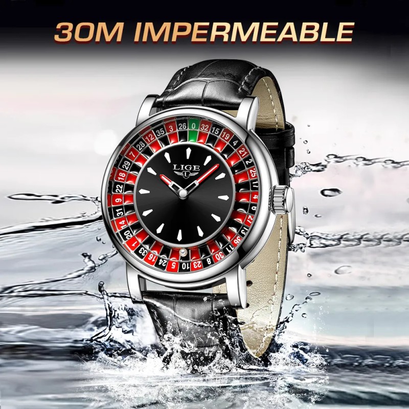 LIGE Reloj De Cuarzo LG89161 Casual Jugadores De Cuero Impermeable