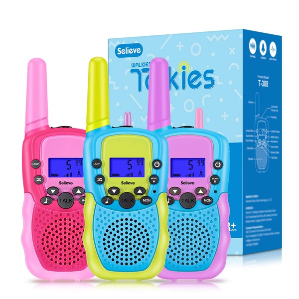 Selieve Toys for 3-12 Year Old Boys or Girls, Walkie Talkies for Kids 3 Pack Long Range Outdoor Toys for Girls, Gifts for 5-8 Year Old Boys and Girls