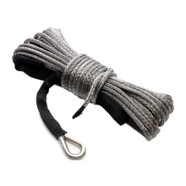 Umisu Synthetic Winch Cable Sheath for 7700lbs 6mm x 15m for ATV UTV SUV Camping Boat 4x4 with Protective Cover and Hook