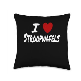 I Heart (Love) Stroopwafels Designs I Heart (Love) Stroopwafels Dutch Syrup Waffle Cookie Throw Pillow, 16x16, Multicolor