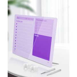 UCEC Desktop Thickened Acrylic Calendar Dry Erase Board,12"x10" Dry Erase Board to do List Planner with Stand and Pen Clip, for Office/Home/School