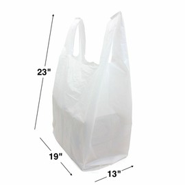 Plastic Carrier Bags 100 White Plastic Carrier Bags C Vest-Style with Handles for Groceries, Boutique Markets & Takeaways 13 x 19 x 23 Inch (Large)