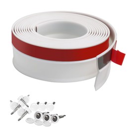 Greymond Garage Door Weather Stripping, 40FT White Garage Door Side and Top Seal Trim, Universal Adhesive Backed Garage Door Rubber Seal Strip Replacement with Nails