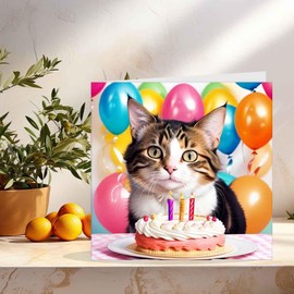 Funny Cat Birthday Card 145 x 145mm