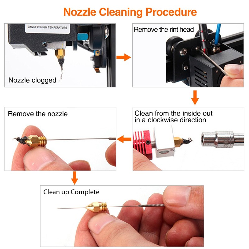 FEUNLEM 0.4mm 3D Printer Nozzle Cleaning Kit - 60PCS Stainless