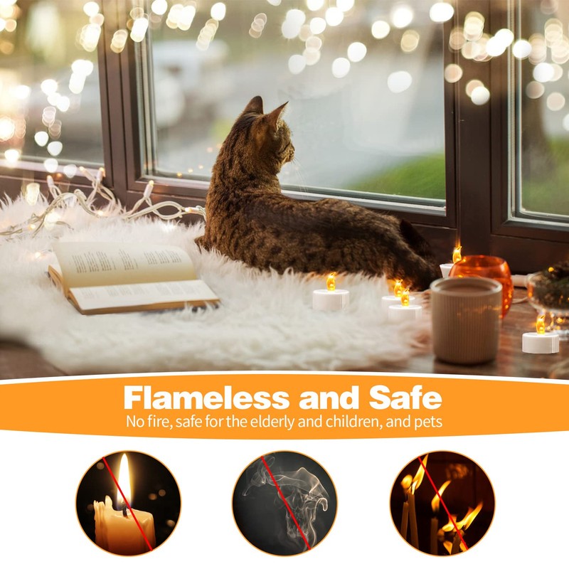 KOABY 12 Pack Warm Yellow LED Tea Lights, Last 100H+,