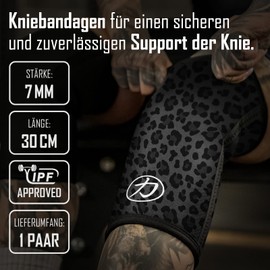 Strength Shop 7 mm Neoprene Knee Support for Men and Women, 1 Pair (S), Colour: Leopard, Extremely Tear-Resistant & Durable IPF Competition Knee Sleeves, Ideal for Powerlifting, Weight Sports etc.