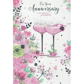 For both of you on your Anniversary card. Champagne glasses. 9 x 6 inches.