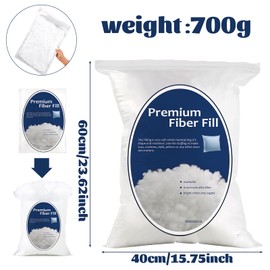 24.7oz Polyester Fiber Fill,Premium Fiber Fill Stuffing,Fluff Stuffing High Resilience Fill Fiber for Stuffed Animal Crafts,Pillow Stuffing,Cushions Stuffing