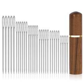 Sewing Needles with Large Eye Pack of 30 Darning Needles Eye Needles with Large Eye Needle Steel Sewing Needles Kit Embroidery Needles with Wooden Needle Case