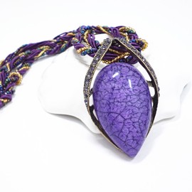 BG&WLing Retro Vintage Bohemian Collar Necklace for Women Boho Teardrop Turquoise Rhinestone Pendant Collars Fashion Jewelry Gifts for Mom Grandmother Aunt (Violet)