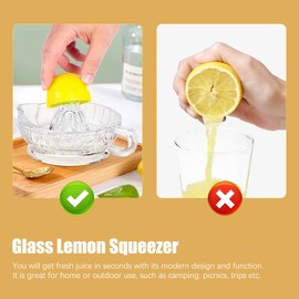HFEHSKJ Glass Lemon Squeezer, Citrus Juicer Manual Hand Squeezer with Handle and Pour Spout, Clear Lemon Manual Extractor Small Handheld Orange Juicer