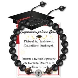 DPKOW Graduation Gifts for Him, Black Adjustable Bracelet with Compass and Graduation Card, Graduation Gadget for Men Boys