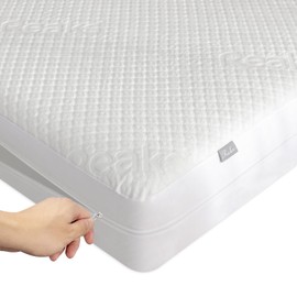 Queen Size Mattress Protector with Zipper - 100% Waterproof Zippered Mattress Cover - Soft & Cooling Noiseless Bed Mattress Covers - Top Removable Mattress Encasement 13-15" Deep