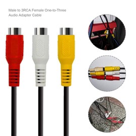 EMSea 2Pcs 3.5mm Male to 3 RCA Female Adapter Cables 25cm 1/8" Plug to RCA Socket Jack Stereo AV Audio Video AUX Conversion Adaptor Cord Wires