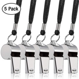 Stainless Tools Referee Whistle Steel Emergency Metal 5 Pieces Camping & Hiking Winter Backpack