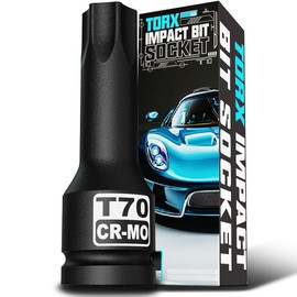 Aiourx 1/2-Inch Drive T70 Torx Bit Socket, Star Bit Socket, Cr-Mo Steel, for Hand Use Work on Cars, Trucks
