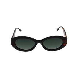 ZEALOUS Inspire Sunglasses: Handmade Acetate Oval Shades with UV400 Protection (Black Tortoiseshell with Blue Black Lens)