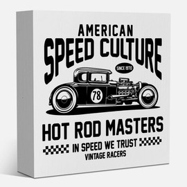 Racing Gifts for Women Men, Race Decor for Home Room Man Cave Bedroom, Racing Race Gifts for Boys Man Car Lover Fans Racer, Vintage Racers Decor 5 x 5 inches (Tub 3820)