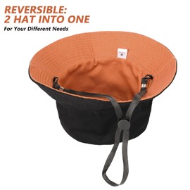 TAGVO Fishing Hat Double-Sided Wear Women's Large Bucket Hat XXL Sun Hat Outdoor Unisex 100% Cotton Foldable Summer Hat Bucket Hat for Head 60-66, black / orange
