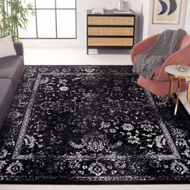 SAFAVIEH Adirondack Collection Area Rug - 8' x 10', Black & Ivory, Oriental Distressed Design, Non-Shedding & Easy Care, Ideal for High Traffic Areas in Living Room, Bedroom (ADR109Z)