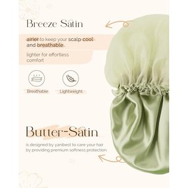 YANIBEST - Gorro transpirable con forro de manteca y satén, capó de seda para mujeres que duermen, gorro de noche para cabello liso fino y rizado, col