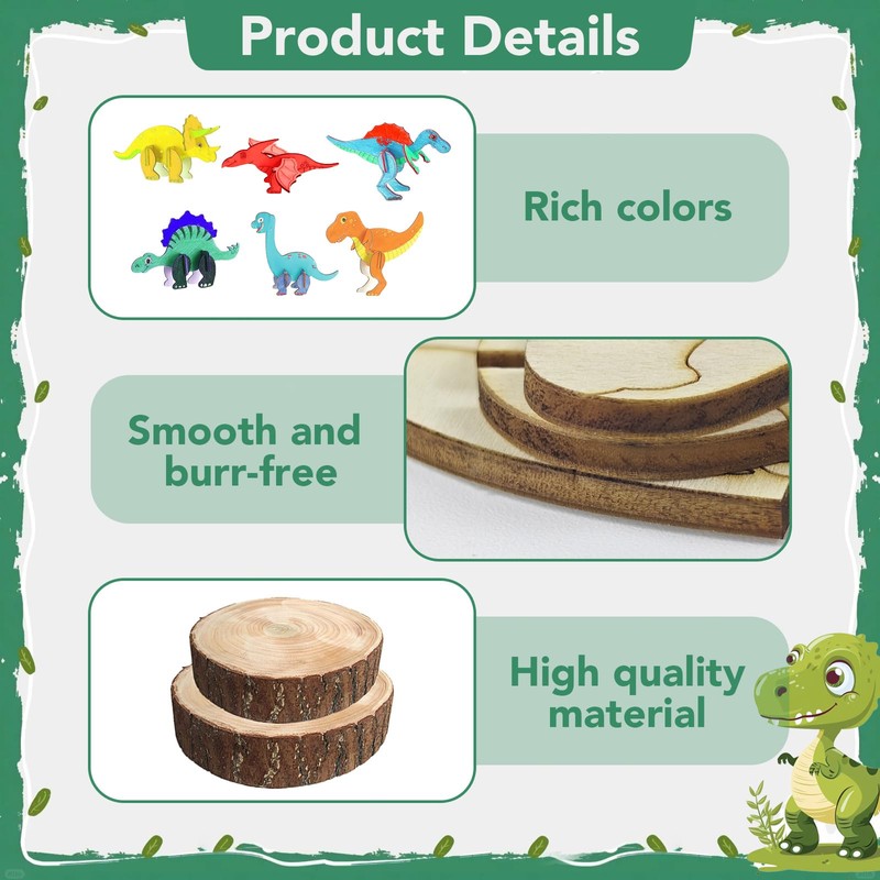 AYSYR Pack of 29 Children's Birthday Crafts Dinosaur Wood, Craft