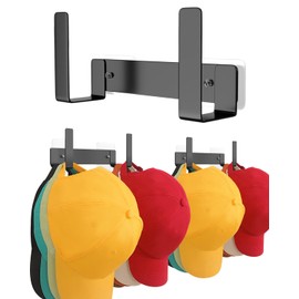 XQXA 2-Pack Hat Rack for Baseball Caps, Stainless Steel Hat Organizer for Baseball Cap, Hat Holder Storage, Hat Hanger Strong Adhesive/Wall Drilled for Door, Bedroom, Closet