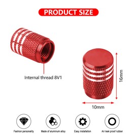 Adunsiaoto Pack of 12 Car Valve Caps Cover, Car Valve Aluminium Caps, Valve Caps Corrosion Resistant, Tyre Valve Dust Caps, Universal Replacement Vans (Red)