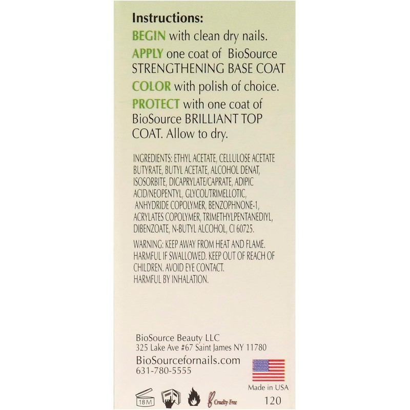 Biosource for nails natural therapy brilliant top coat, 0.4 oz