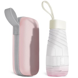 Aolso Mini Umbrella with UPF50+ Protection, 6 Ribs Windproof Strong Travel Umbrella,UV Umbrellas with Capsule Case,Compact Folding Umbrellas for Men Women-Gradient Pink