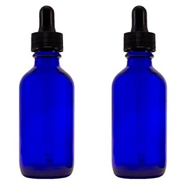 GreenHealth 2oz Cobalt Blue Glass Dropper Bottles – Pack of 2 – Refillable, UV Protection, BPA-Free, Travel Size – Ideal for Essential Oils, Serums, Tinctures, DIY Aromatherapy