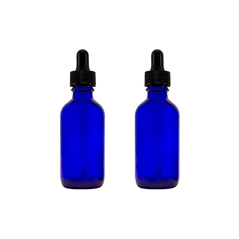 GreenHealth 2oz Cobalt Blue Glass Dropper Bottles – Pack of