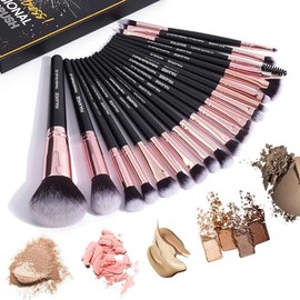 Brochas de Maquillaje Profesional 20 Piezas Set de Brochas Maquillaje Sombras de Brochas para Ojos Sintéticas de Alta Calidad Rubor Pinceles de Maquil