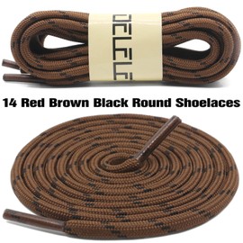 DELELE Round Work Boot Laces: 47 inch Red Brown Black Heavy Duty Hiking Shoe Laces for Boots 2 Pair
