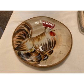Tabletops Gallery Art Pottery Hand Painted Romalo Rooster 9.5" Plate
