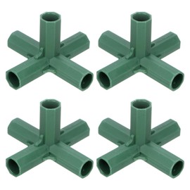 M METERXITY 12 Pcs 16mm Greenhouse Frame Building Connectors, 5 Way Right Angle Pipe Fitting for Grape Trellis/Sunscreen Shed/Gardening Plant Stakes, Greenhouse Accessories [Green]