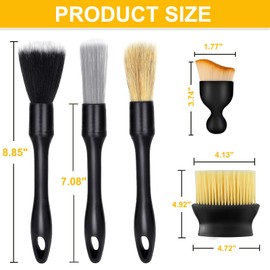COLYUPO Car Detailing Brush Set 5 Pcs Soft Boars Bristle Auto Cleaning Brushes Vehicle Interior Dusting Brush Kit for Air Vent Leather Seat Dashboard