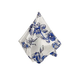 Bandana,handkerchief, hanky,silk cerpe satin with oriental art pattern, Patrón de rama de flores azul, 35*35cm